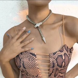 Serpenti Silver Snake Crystal Necklace